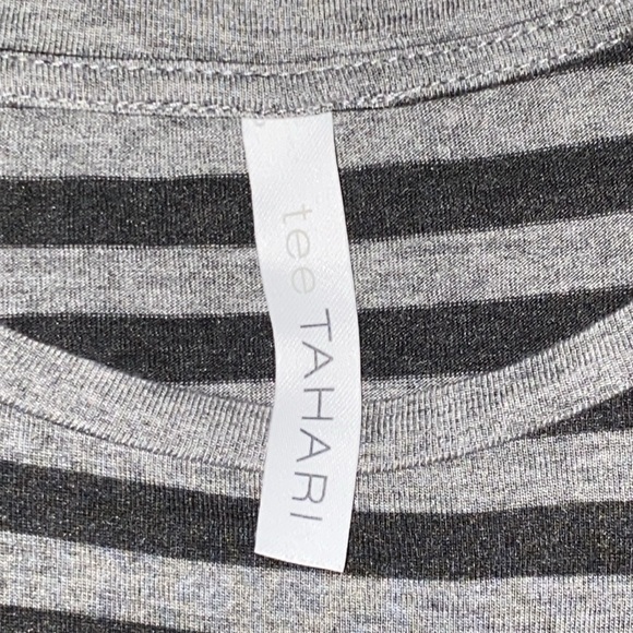 Soft and comfy light long T-shirt. White & grey stripes. Frenchy style. - Picture 3 of 4